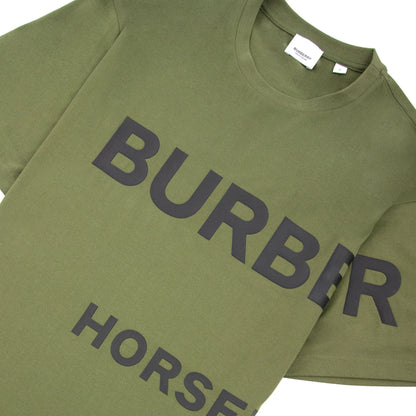 Burberry Horseferry Print Cotton Oversized T-shirt Olive