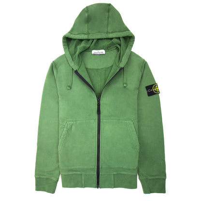 Stone Island Open Zip Up Hooded Sweatshirt Khaki V0058