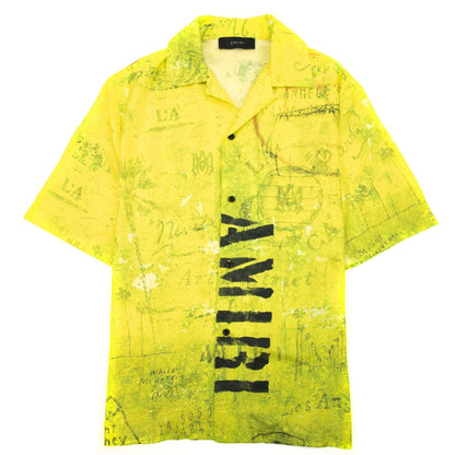 Amiri Army Stencil Camp Shirt Lime Green