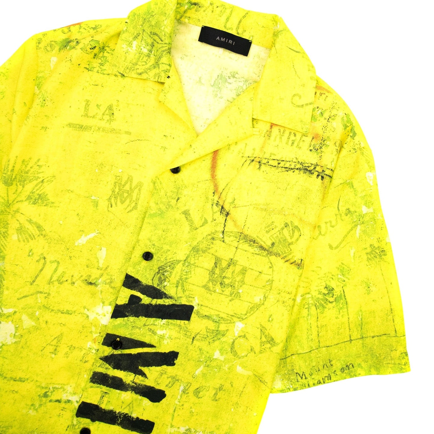 Amiri Army Stencil Camp Shirt Lime Green