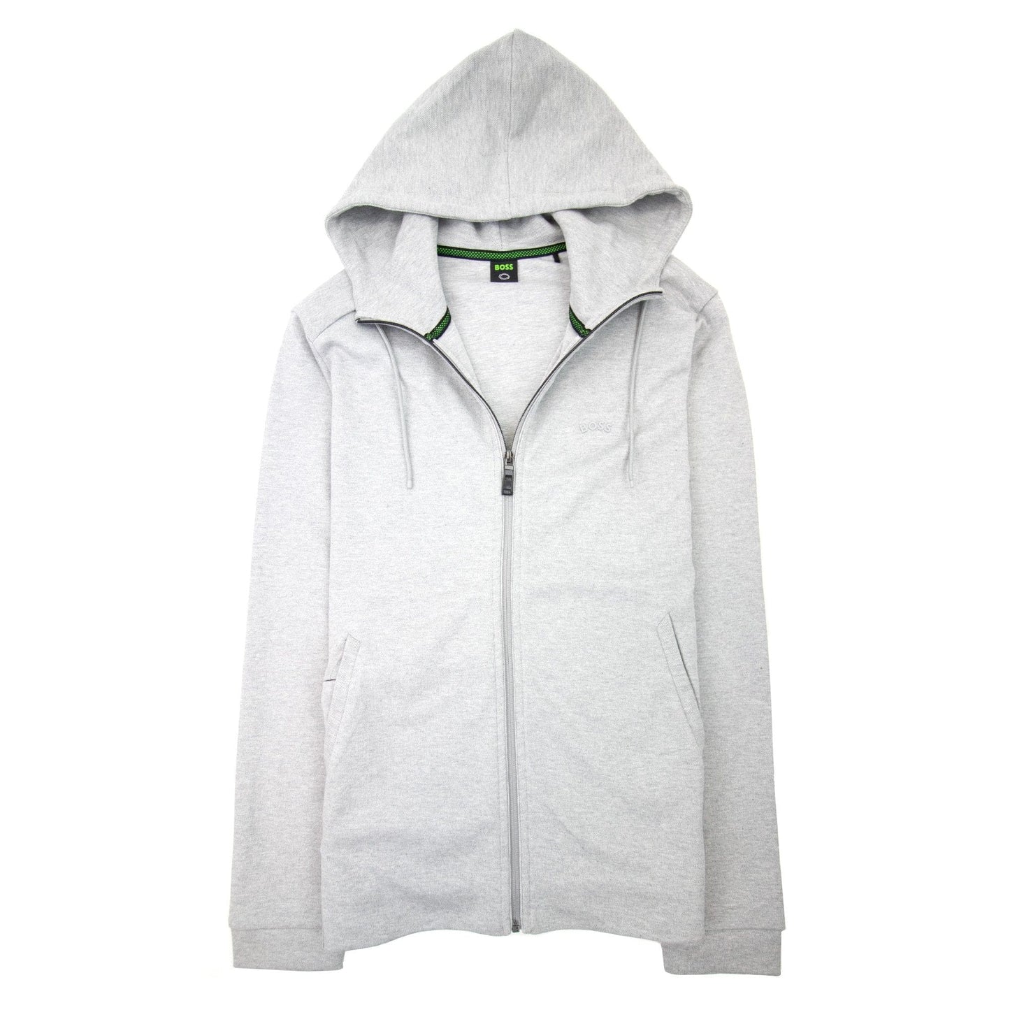 Hugo Boss Saggy Curved Logo Zip Up Hoody Gray 059