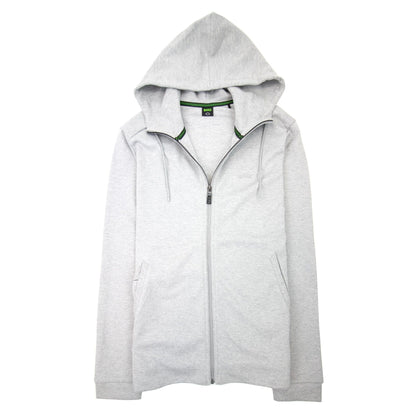 Hugo Boss Saggy Curved Logo Zip Up Hoody Gray 059