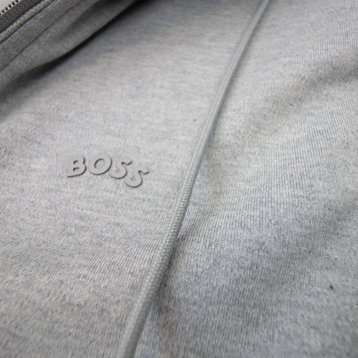 Hugo Boss Saggy Curved Logo Zip Up Hoody Gray 059