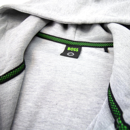 Hugo Boss Saggy Curved Logo Zip Up Hoody Gray 059