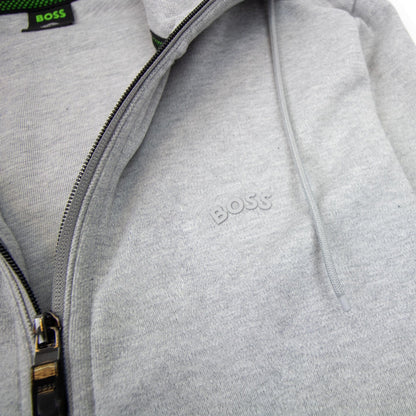 Hugo Boss Saggy Curved Logo Zip Up Hoody Gray 059
