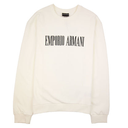Emporio Armani Text-print Cotton-blend Sweatshirt White