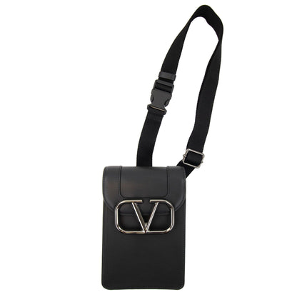 Valentino Cross Body Metal Badge Bag Black