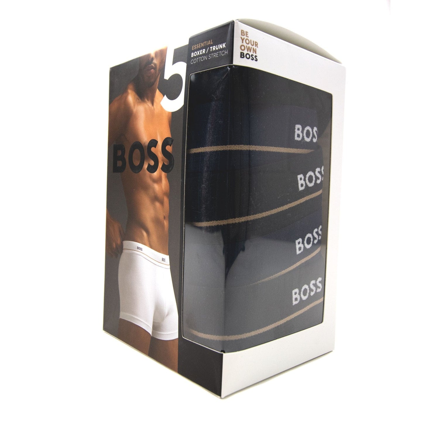 Hugo Boss 5 Pack Stretchy Waist Band Logo Trunks Navy/black