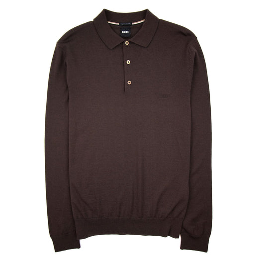 Hugo Boss Bono-l Embroidered Logo Knitted Polo Brown 210