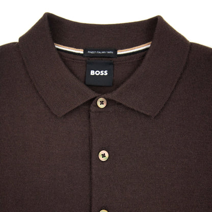 Hugo Boss Bono-l Embroidered Logo Knitted Polo Brown 210