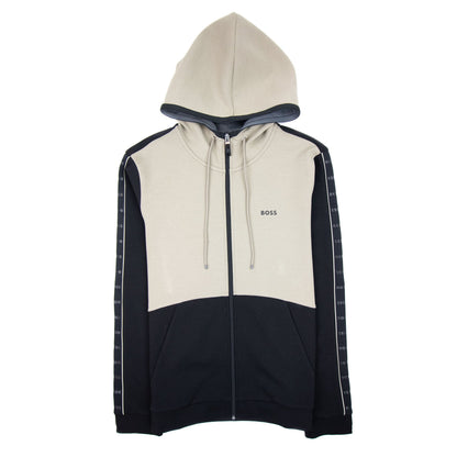 Hugo Boss Saggy 1 Arm Stripe Logo Zip Up Hoodie Black 001
