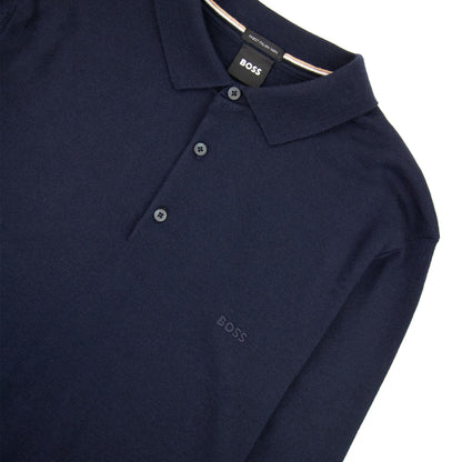 Hugo Boss Bono-l Embroidered Logo Knitted Polo Dark Navy 404