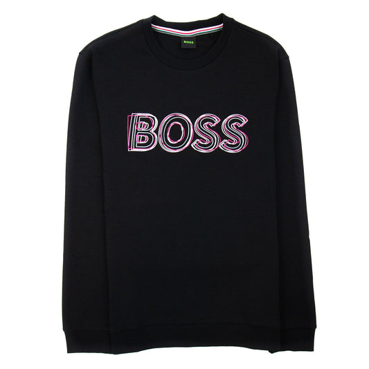 Hugo Boss Salbo 1 Embroidered Layered Logo Sweatshirt Black 001