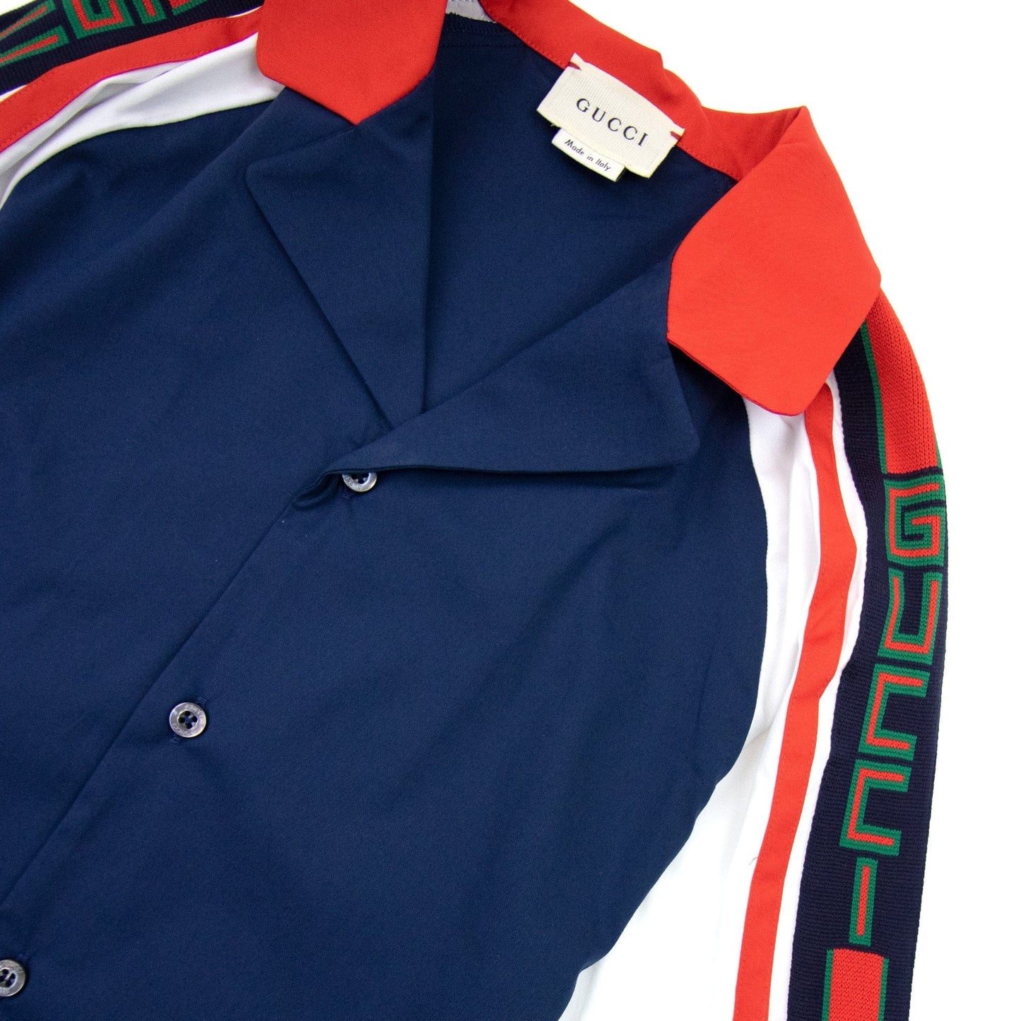 Gucci Junior Embroidered Logo S/s Shirt Navy Blue