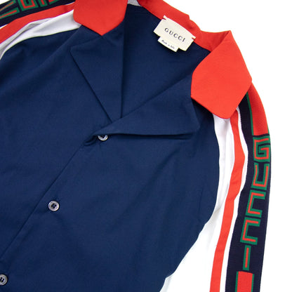 Gucci Junior Embroidered Logo S/s Shirt Navy Blue