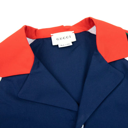 Gucci Junior Embroidered Logo S/s Shirt Navy Blue