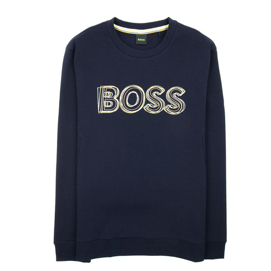 Hugo Boss Salbo 1 Embroidered Layered Logo Sweatshirt Dark Navy 402