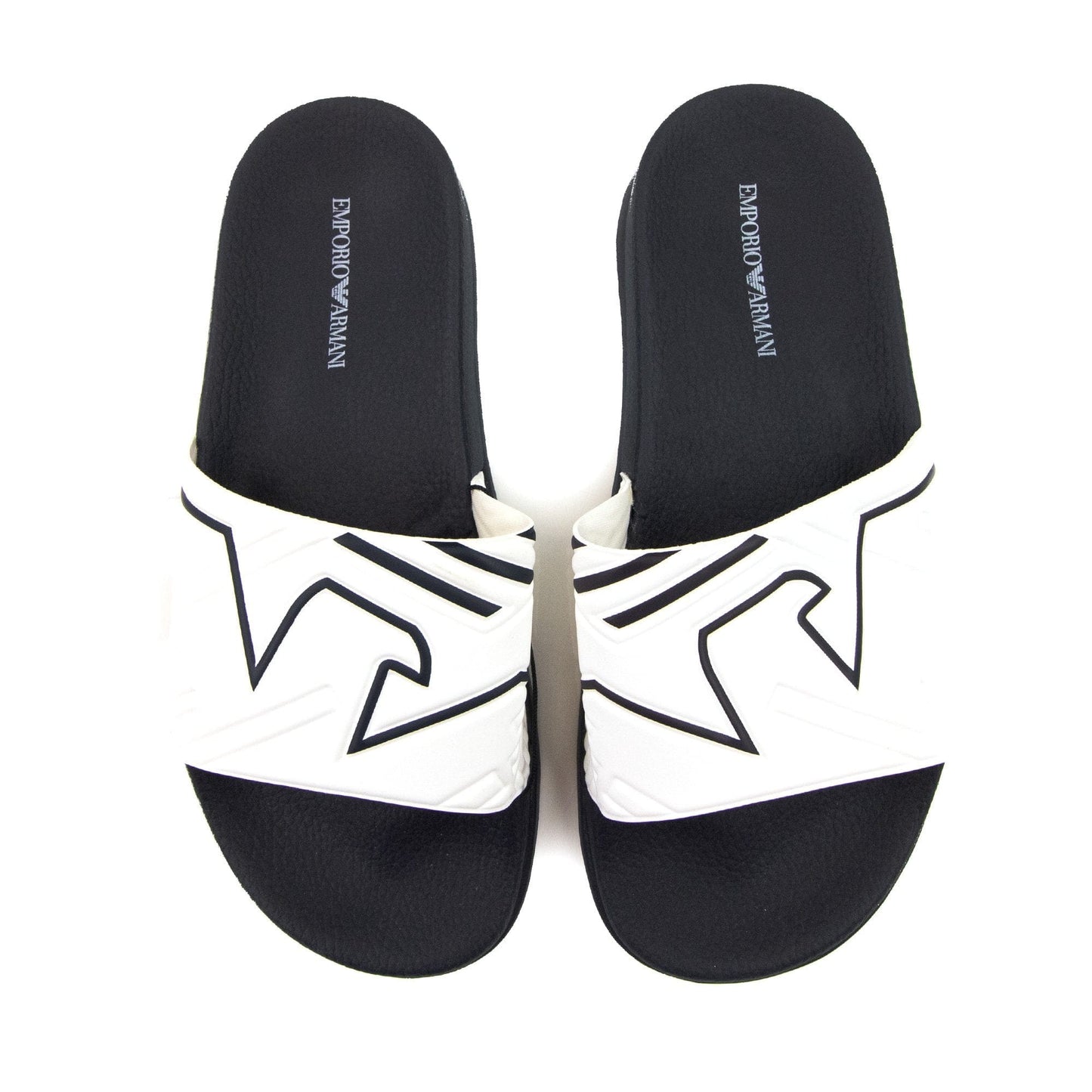 Emporio Armani Band Print Eagle Logo Slider Black/white