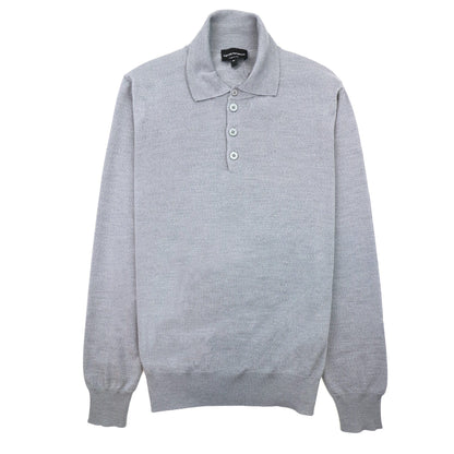 Emporio Armani Wool Knitted Long Sleeve Polo Grigio Grey