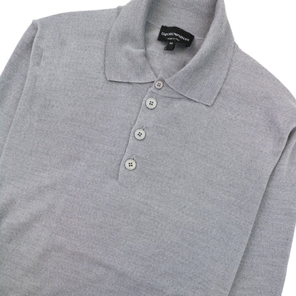 Emporio Armani Wool Knitted Long Sleeve Polo Grigio Grey