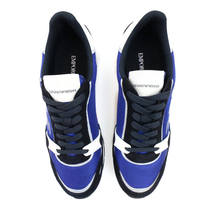 Emporio Armani Suede Sneakers With Contrasting Inserts And Oversi Navy Bluet/red