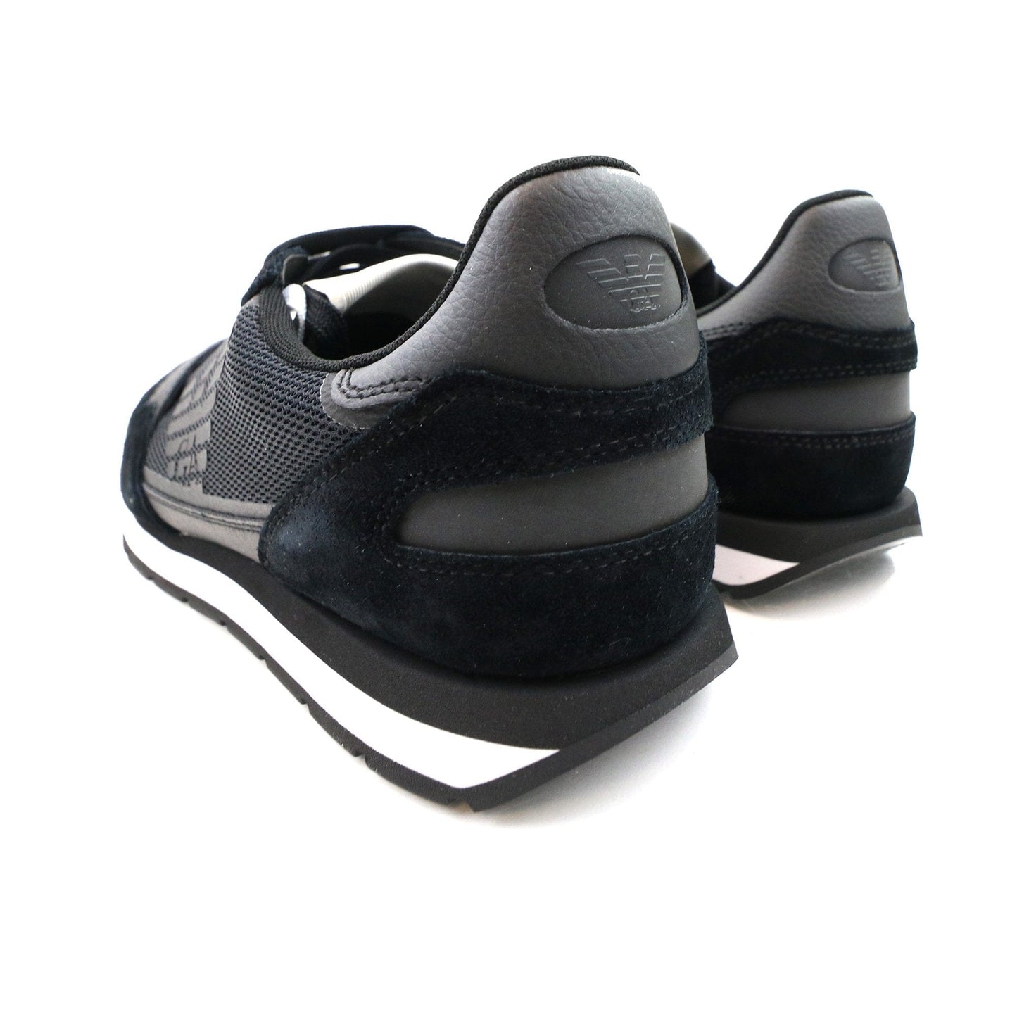 Emporio Armani Suede Sneakers With Contrasting Inserts And Oversi Black/black