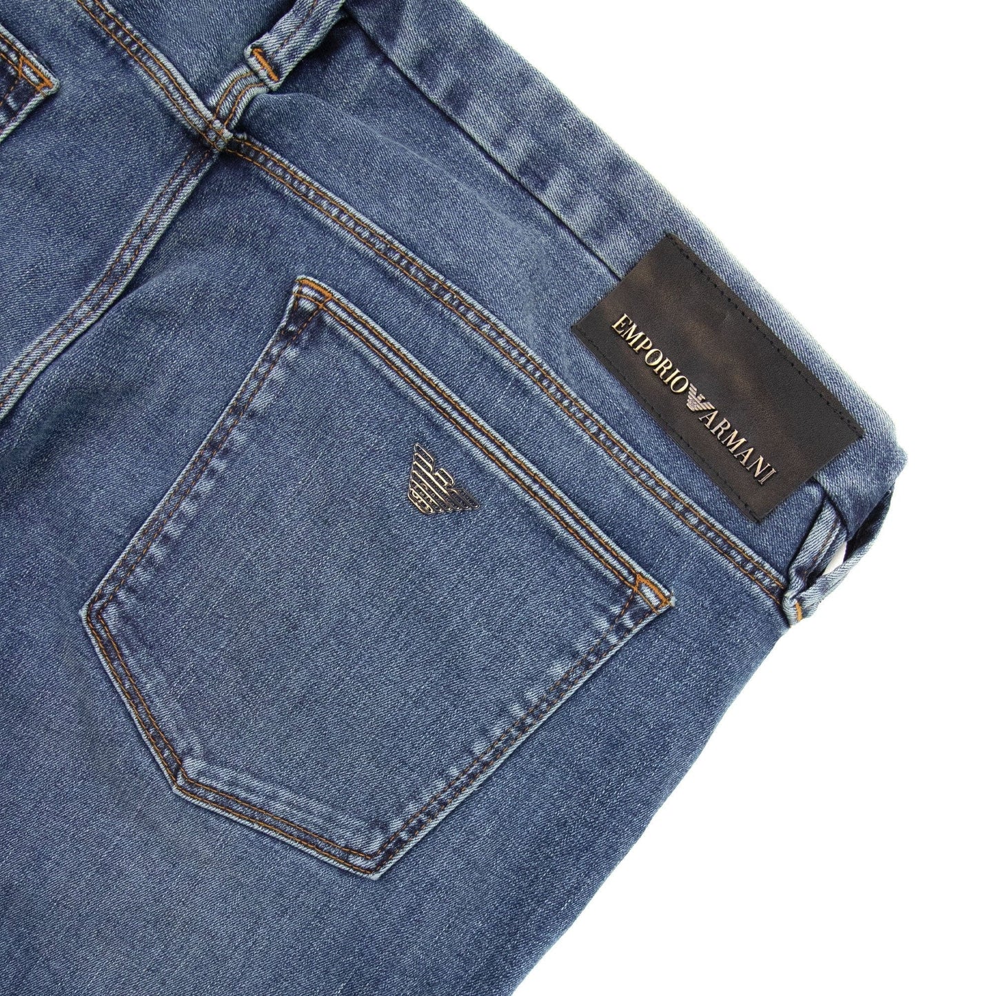 Emporio Armani Slim Fit Metal Logo Jean Denim Blue