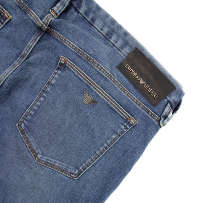 Emporio Armani Slim Fit Metal Logo Jean Denim Blue