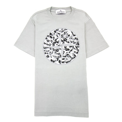 Stone Island Junior 21071 Camo Reflective Logo T Shirt Grey V0064