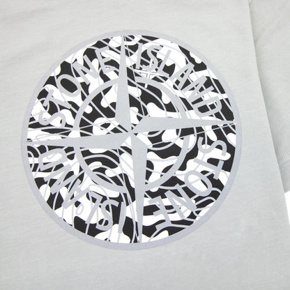 Stone Island Junior 21071 Camo Reflective Logo T Shirt Grey V0064