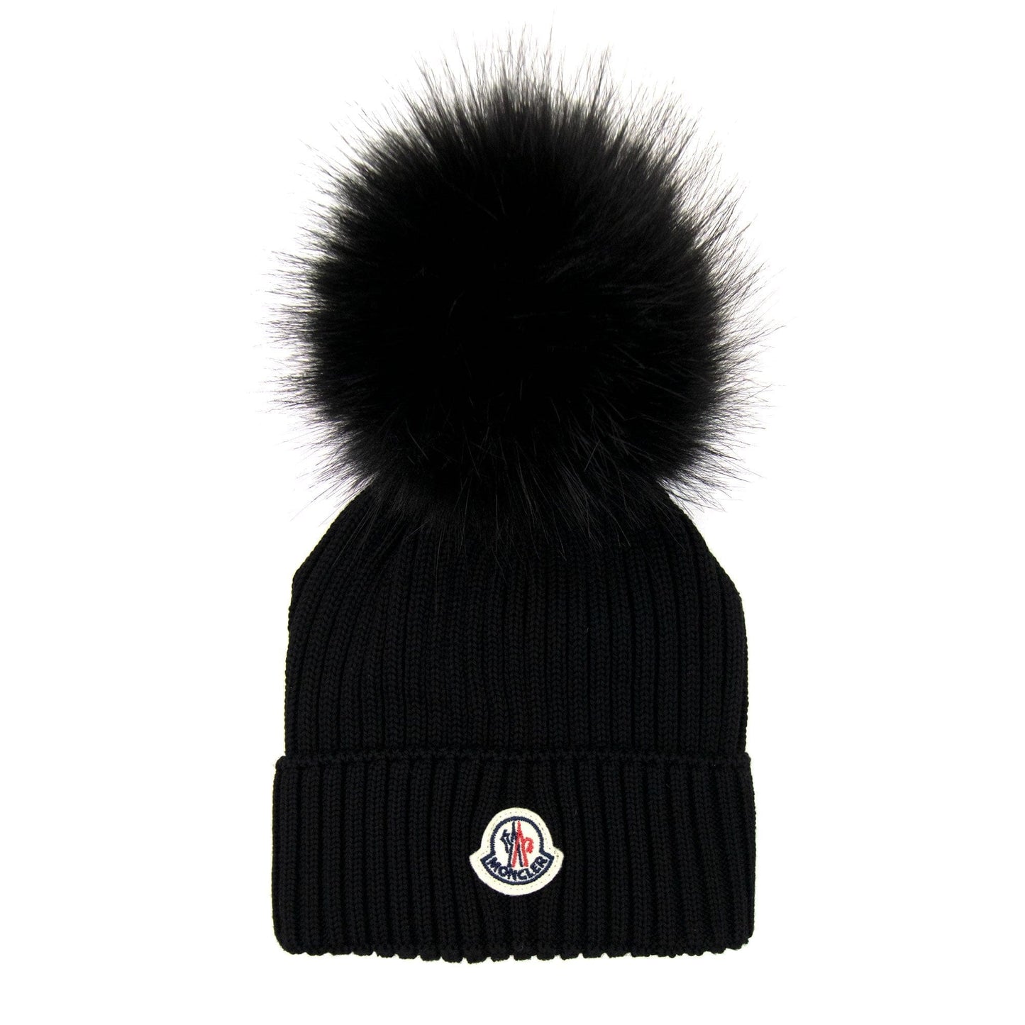Moncler Junior Berretto Pom Pom Wool Hat Black 999