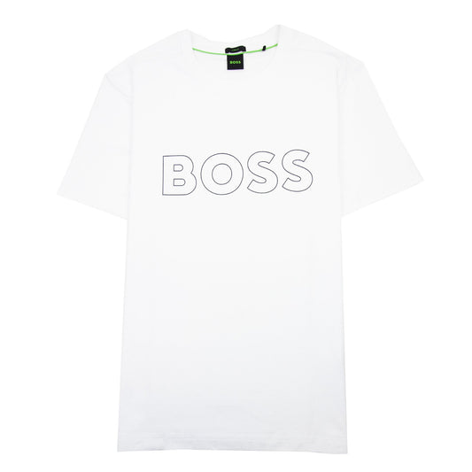 Hugo Boss Tee 9 Outline Logo T Shirt White 100