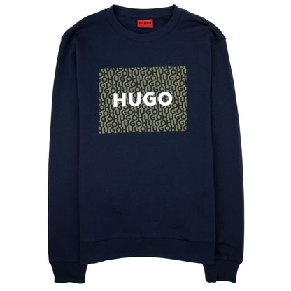 Hugo Dalker Logo Print Relax Fit Sweatshirt Dark Blue 405