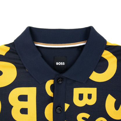 Hugo Boss Parlay 156 All Over Logo Polo Dark Navy 404