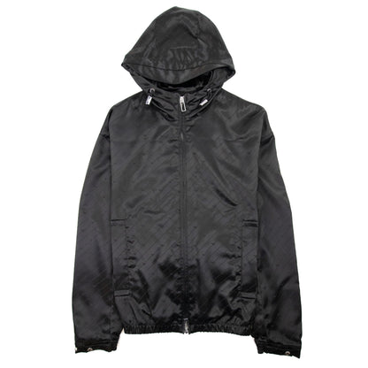 Emporio Armani Jacquard Nylon Hooded Blouson With All-over Eagle Black