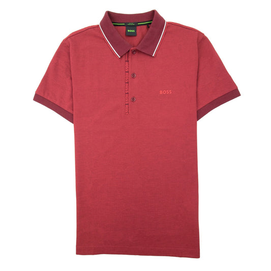Hugo Boss Paule 4 Slim Fit Branded Placket Polo Burgundy 654