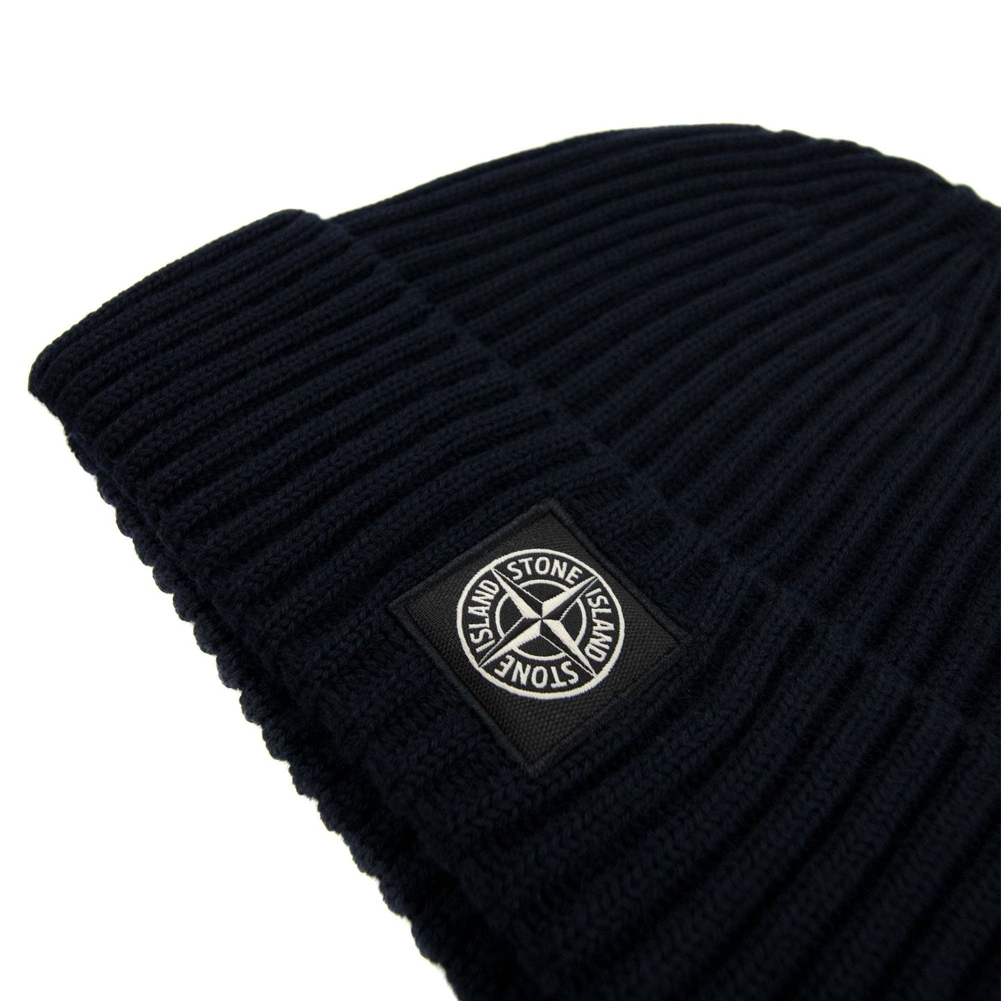 Stone Island Junior N07a5 Logo Knitted Hat Navy V0020