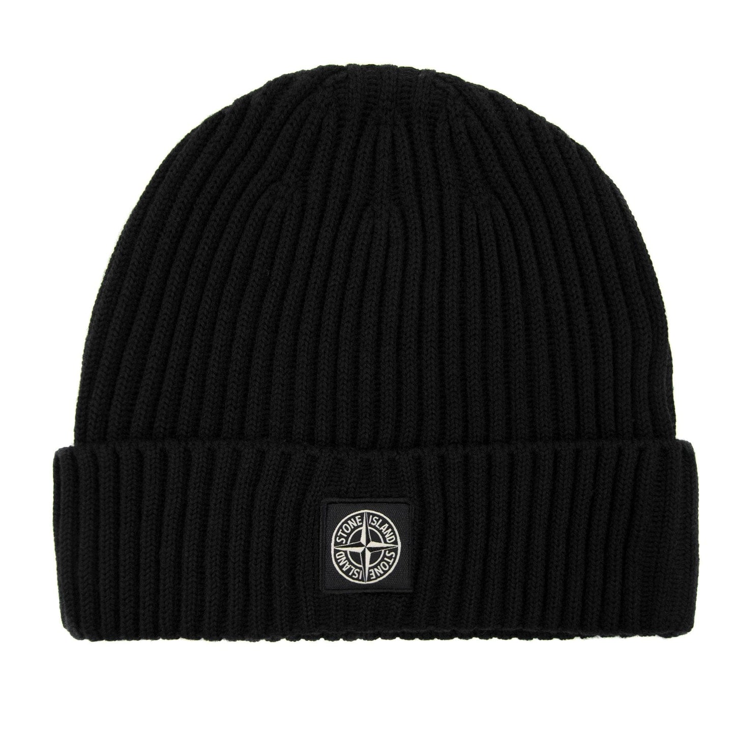 Stone Island Junior N07a5 Logo Knitted Hat Black V0029
