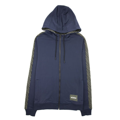 Hugo Dobbins Repeat Logo Zip Up Hoody Dark Blue 405