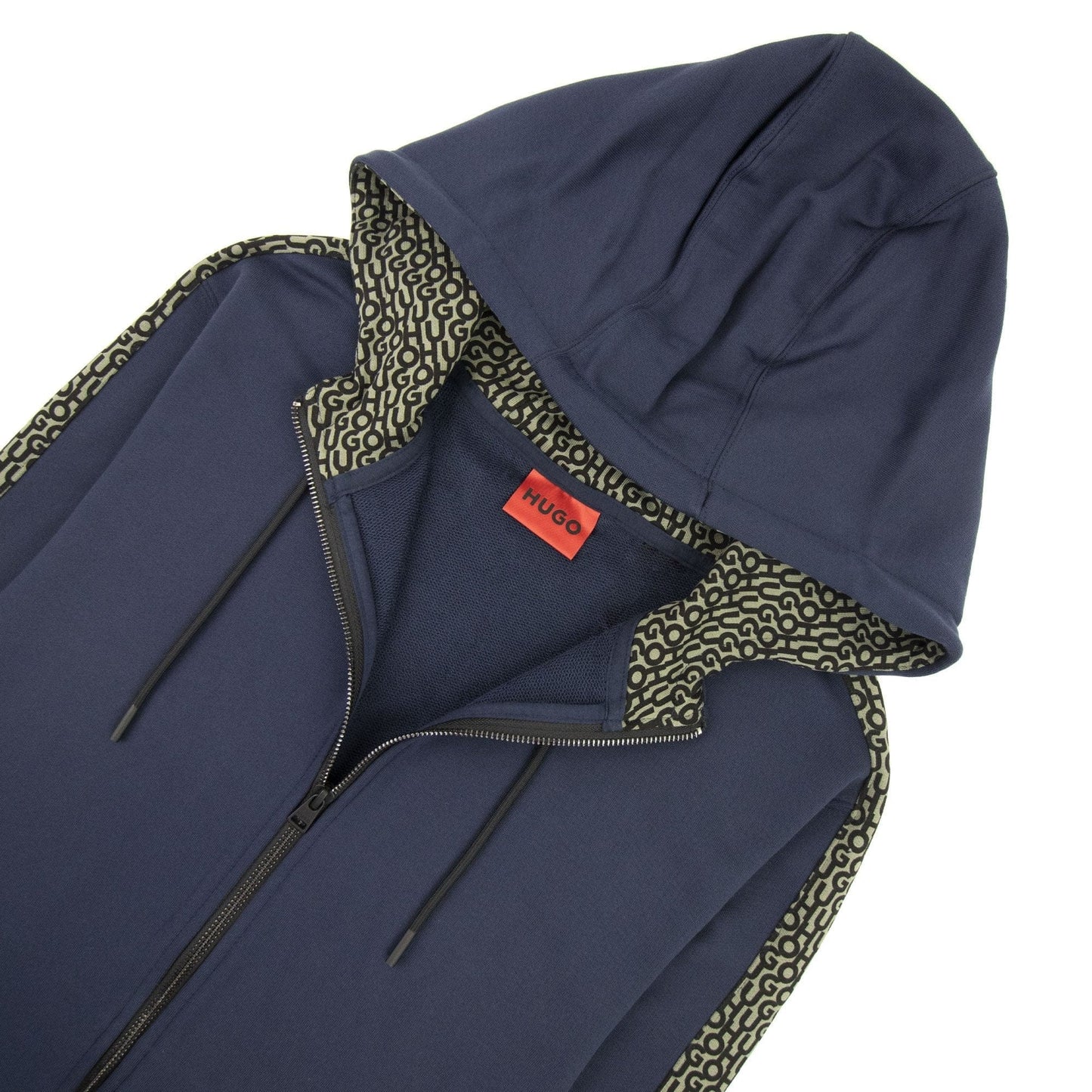 Hugo Dobbins Repeat Logo Zip Up Hoody Dark Blue 405