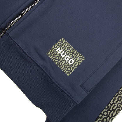 Hugo Dobbins Repeat Logo Zip Up Hoody Dark Blue 405