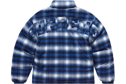 SUPREME FLANNEL REVERSIBLE PUFFER JACKET BLUE