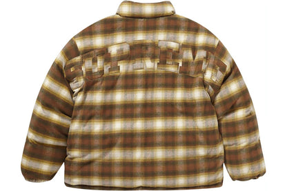 SUPREME FLANNEL REVERSIBLE PUFFER JACKET BROWN