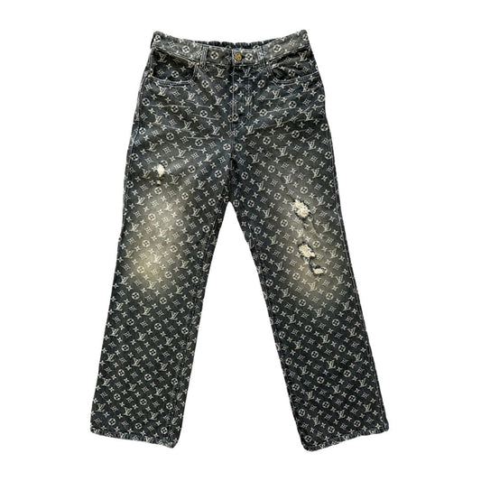 LOUIS VUITTON GREY MONOGRAM BAGGY JEANS