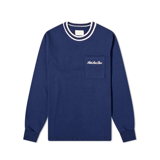 AIMÉ LEON DORE STRIPED COLLAR LONGSLEEVE NAVY