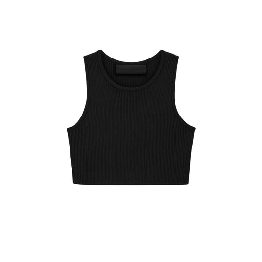 ESSENTIALS WOMENS RIBBED SPORTS TANK TOP JET BLACK