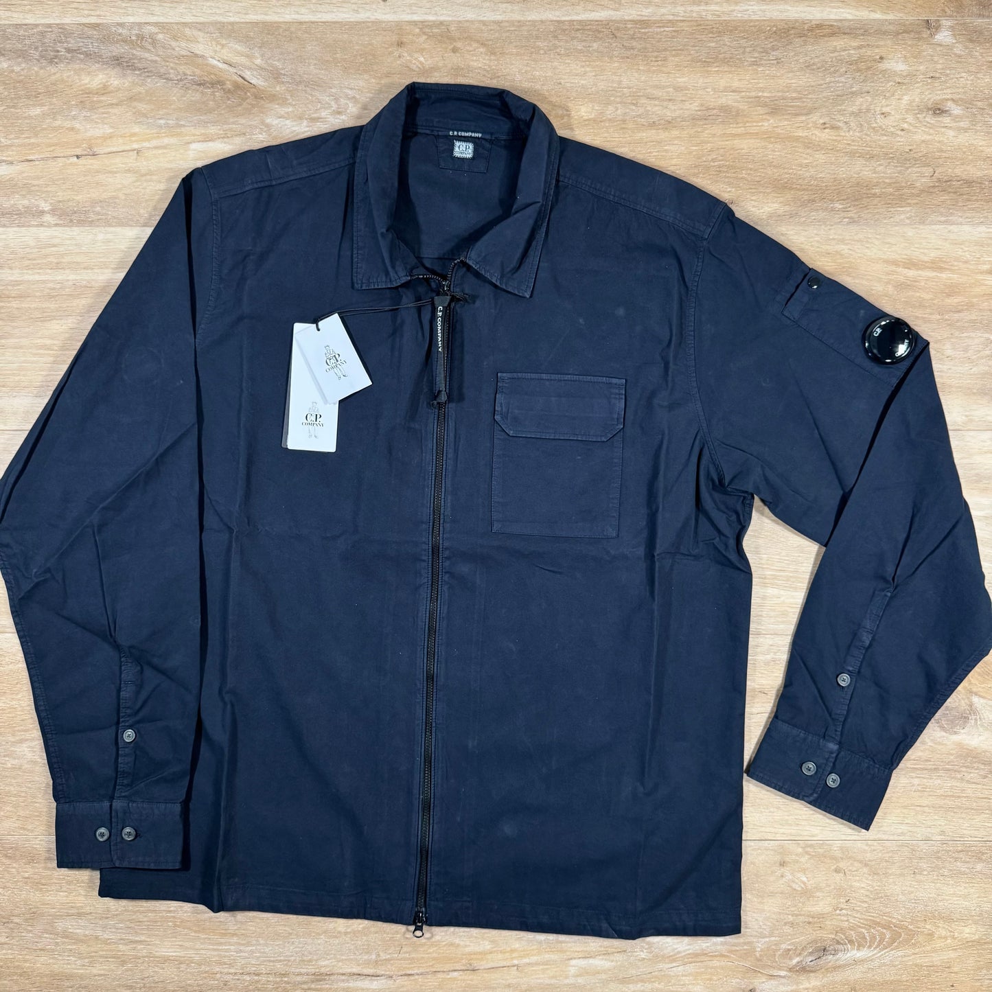 C.P. Company Organic Gabardine Lens Overshirt in Navy