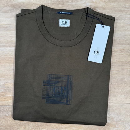 C.P. Company Metropolis Series Blurred Logo T-Shirt in Ivy Green