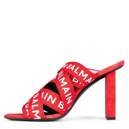 Womens Balmain Logo Strap Heels