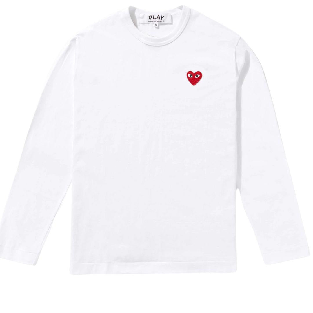 COMME DES GARÇONS PLAY RED EMBLEM LONGSLEEVE WHITE (WOMENS)